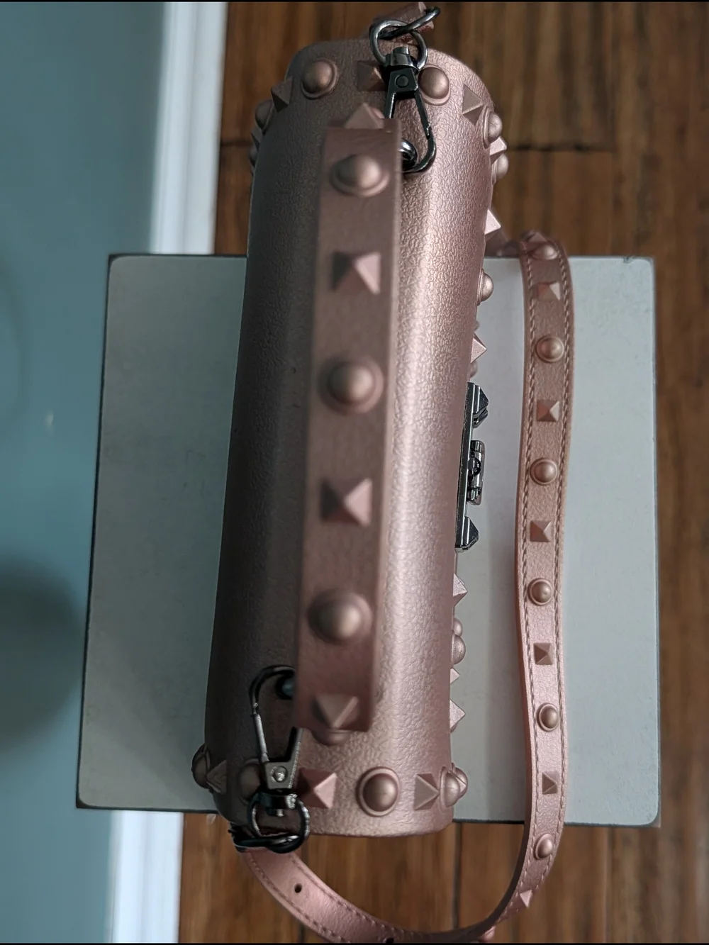 Metallic Rose Gold Studded Jelly Handbag/Crossbody Bag